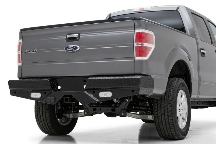 Frontier aftermarket rear bumper for Ford F‑150, heavy‑duty steel upgrade engineered for durability, towing strength, and rugged off‑road protection.