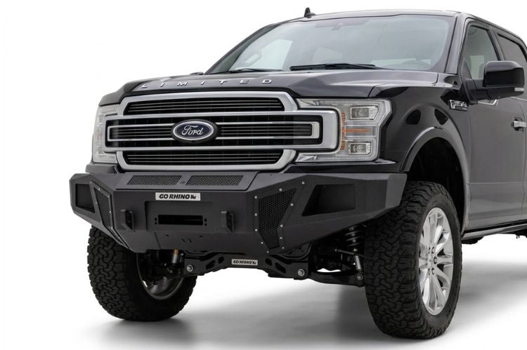 Go Rhino front bumpers showcasing rugged design, dependable construction, and enhanced truck front-end styling