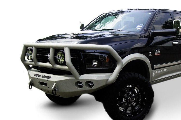 Upgraded front bumper with grille guard for off-road driving