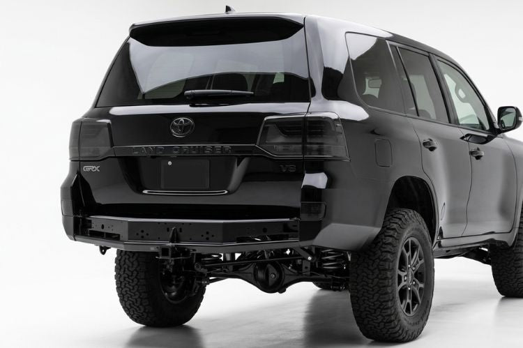 Toyota Land Cruiser SUV fitted with rear bumper for enhanced protection.