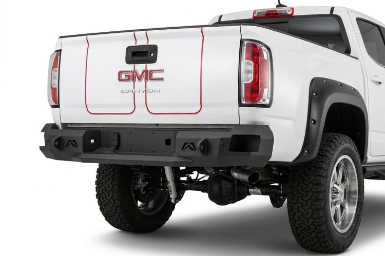 GMC Canyon truck fitted with rear bumper for enhanced protection.