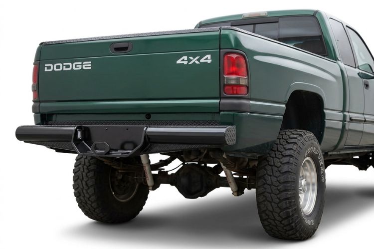 Ranch Hand aftermarket rear bumper for Dodge Ram 1500, heavy‑duty steel upgrade engineered for durability, towing strength, and rugged off‑road protection.