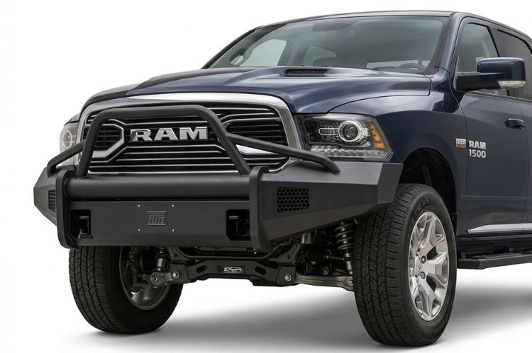 Fab Fours Black Steel Elite front bumper featuring premium steel construction and a bold, refined appearance