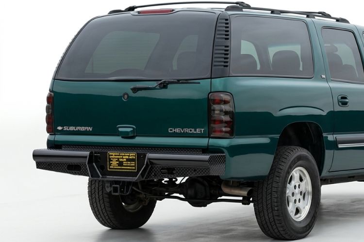 Chevy Tahoe and Suburban trucks fitted with rear bumper for enhanced protection.
