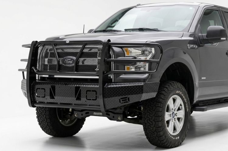 Frontier Gear steel front bumper on Ford F150 for heavy-duty deer protection