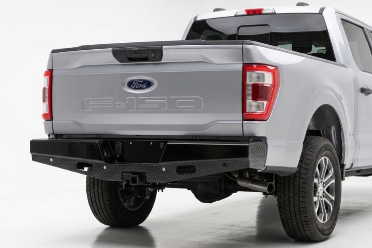 Ford F150 truck fitted with rear bumper for enhanced protection.