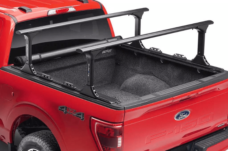 Heavy duty truck bed rack ready for cargo transport