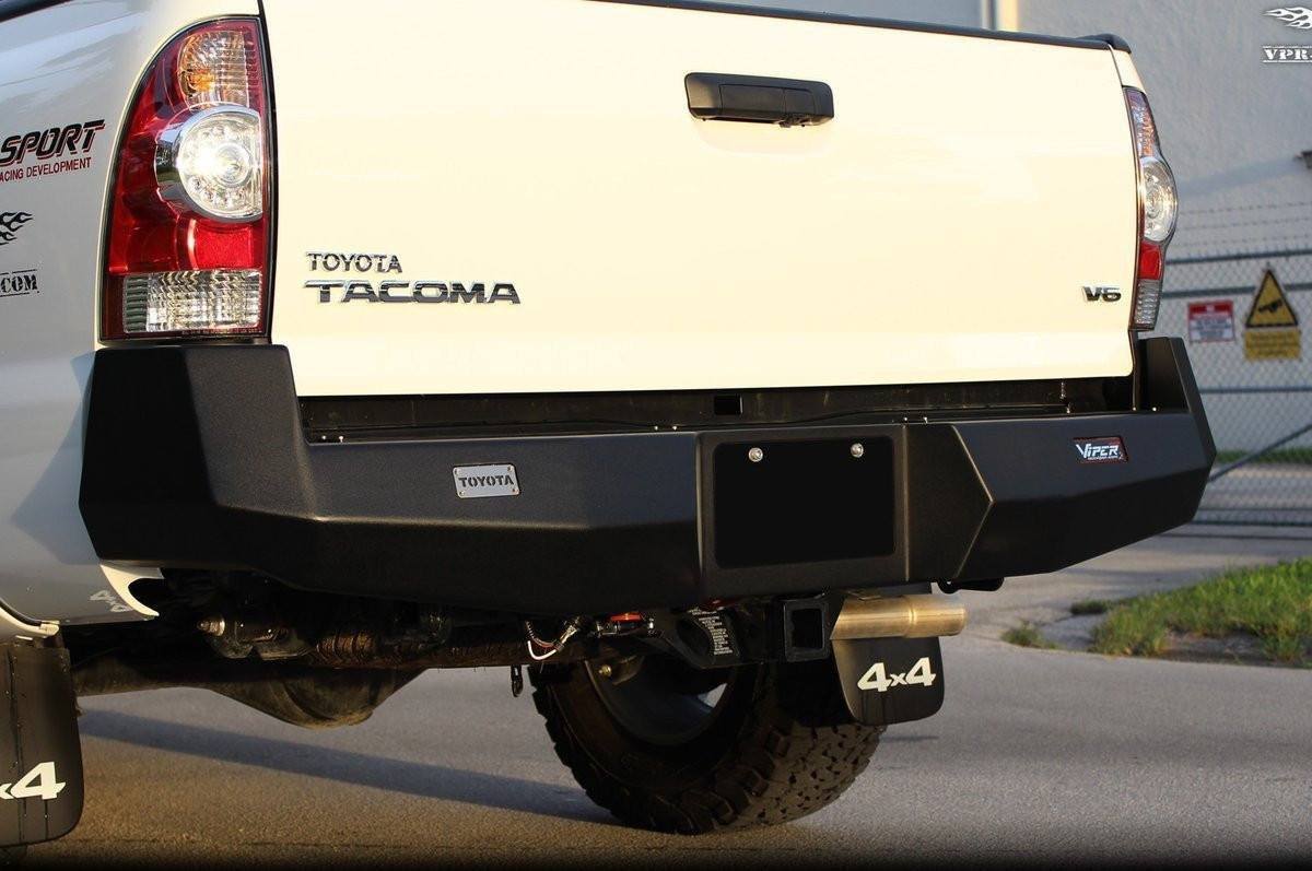 Heavy-duty aftermarket steel rear bumper for Toyota Tacoma trucks