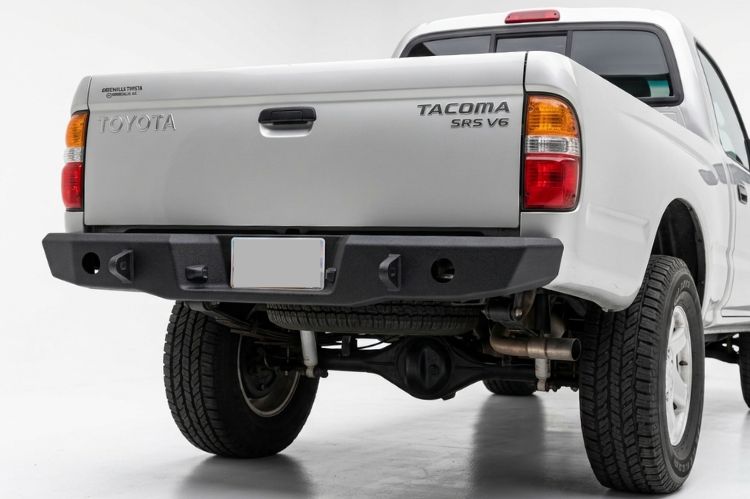 Close‑up of Toyota Tacoma rear bumper detailing reinforced craftsmanship.