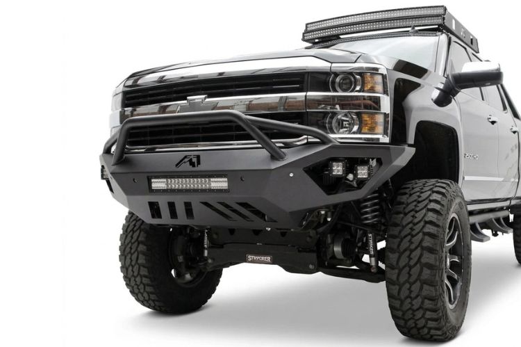 Fab Fours Vengeance front bumpers featuring a lightweight design with aggressive styling and integrated functionality