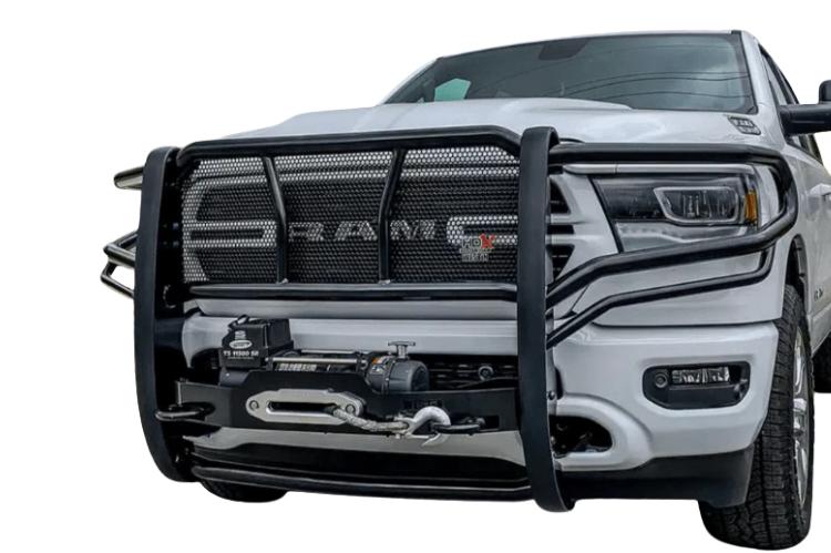 Westin truck grille guards providing rugged front bumper protection and polished style