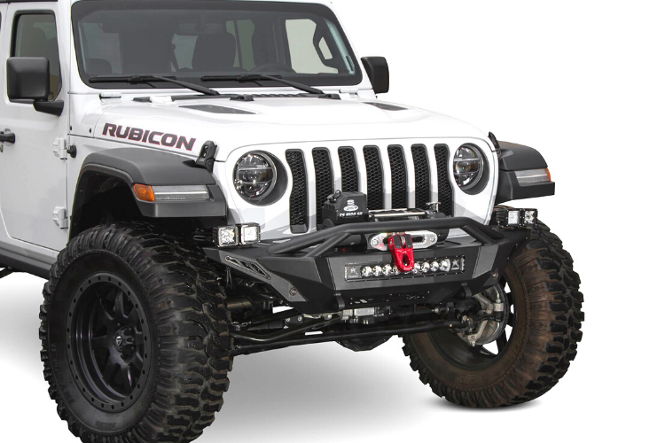 Jeep Gladiator JT front bumper with rugged off-road design and winch mount