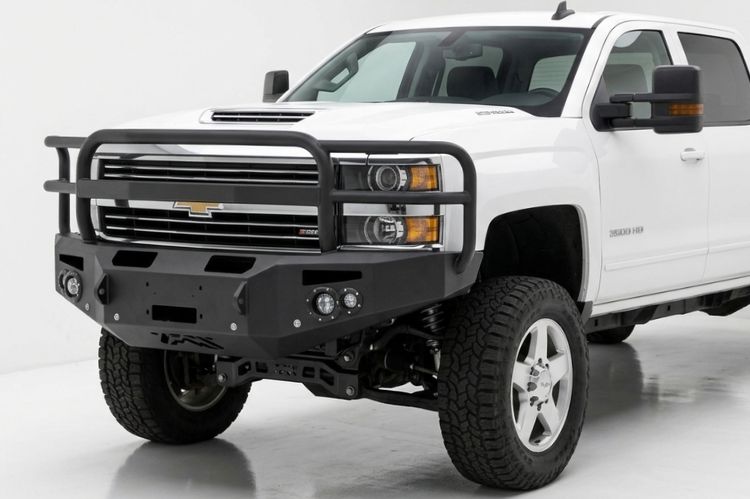 Badass smooth steel bumper, front view showing bold design.