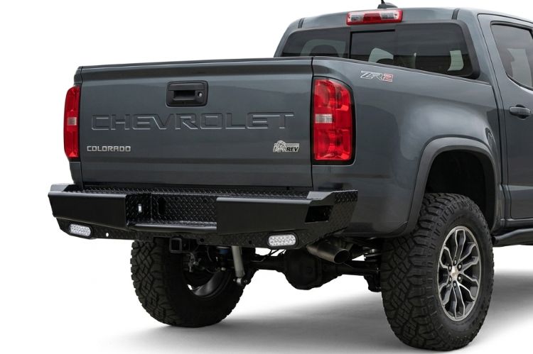 Chevy Colorado ZR2 truck fitted with rear bumper for enhanced protection.
