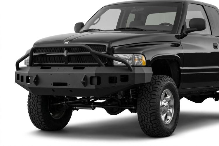 1997–2002 Dodge Ram 2500/3500 heavy‑duty front bumper, aftermarket upgrade designed for durability, towing support, and rugged off‑road protection.