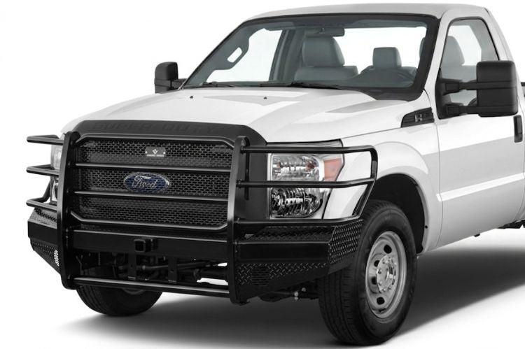 Heavy-duty Ranch Hand front bumper replacement on a 2011 to 2016 Ford F-250 or F-350 Super Duty truck.
