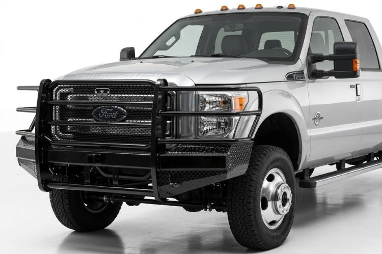 Heavy-duty Ranch Hand front bumper replacement on a 2011 to 2016 Ford F-450 or F-550 Super Duty commercial truck.