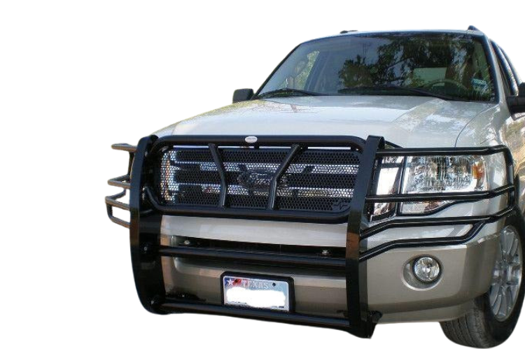 Frontier grille guards for trucks with heavy-duty front bumper protection and off-road style