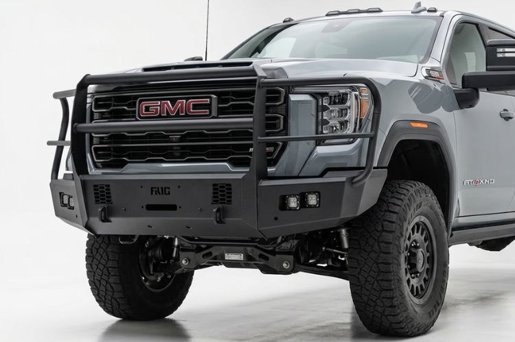 GMC Sierra 2500/3500 with Flog Industries steel front bumper replacement