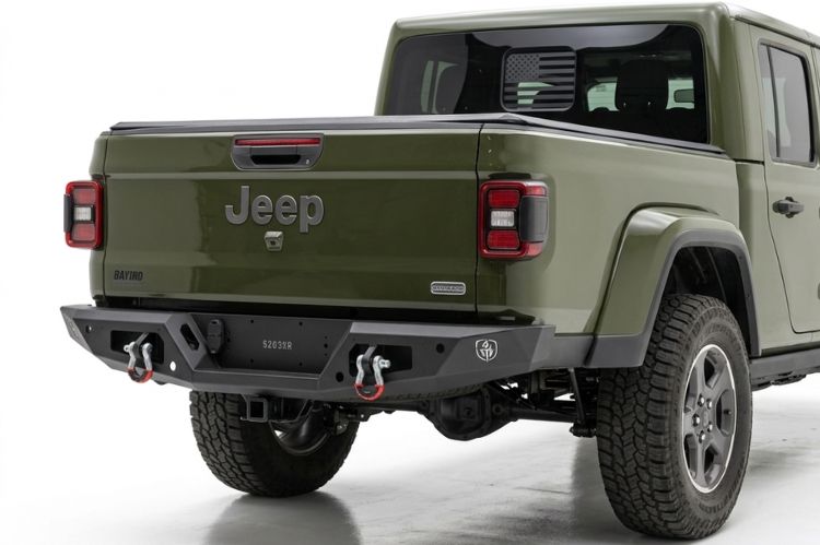 Jeep Gladiator JT truck fitted with rear bumper for enhanced protection.