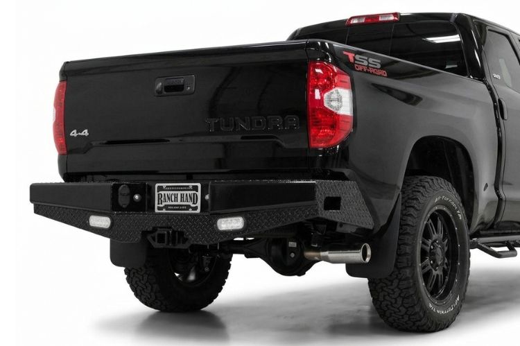 Ranch Hand aftermarket rear bumper for Toyota Tundra, heavy‑duty steel upgrade engineered for durability, towing support, and rugged off‑road protection.