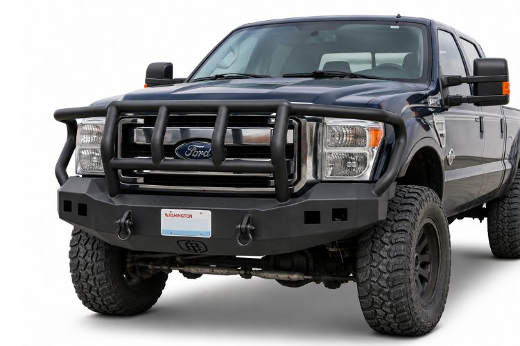 Road Armor Stealth Full Guard front bumper featuring aggressive styling, durable construction, and complete front-end protection