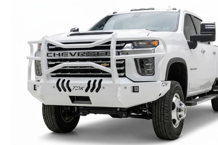 Throttle Down Kustoms front bumpers showcasing handcrafted steel construction and custom truck styling