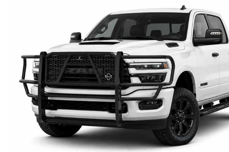 Ranch Hand grille guards built with heavy-duty steel construction for dependable front-end protection and rugged truck styling