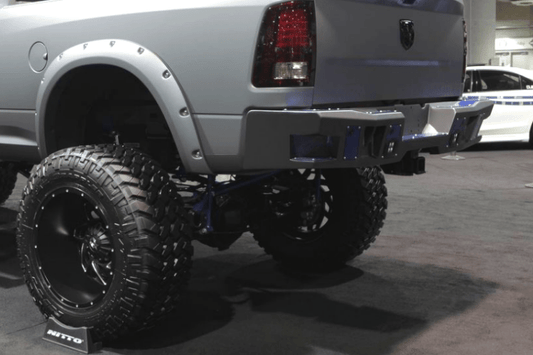 Bodyguard DFR19BYLB A2 rear bumper for 2019–2025 Dodge Ram 2500/3500, a heavy-duty back bumper replacement with sensor and light cutouts — ideal aftermarket back bumper upgrade for tough truck protection