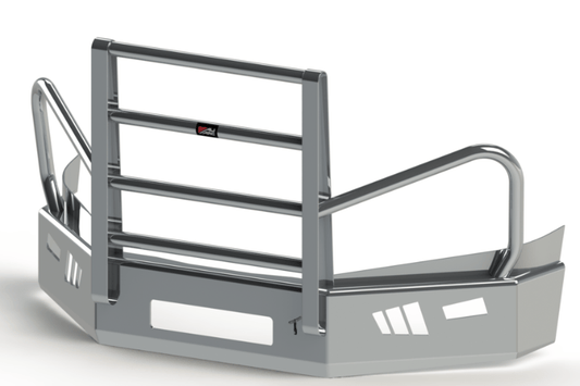 Custom semi truck bumpers for Volvo VNL 2018–2024, Ali Arc VO974BCQ with quick release.