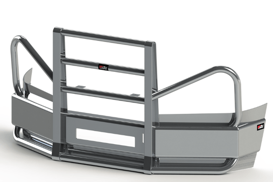 Angled truck grille guard for Kenworth T-680 by Ali Arc model KW490BCQ.