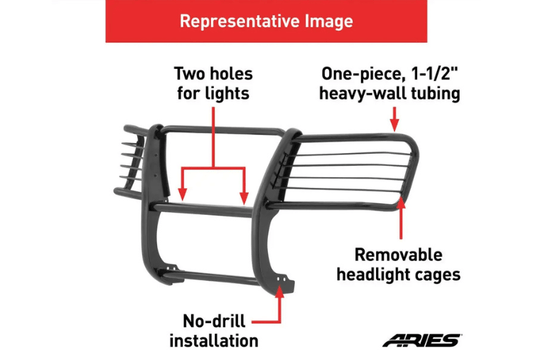 Aries heavy duty grille guard for Chevy Silverado 1500 in black steel