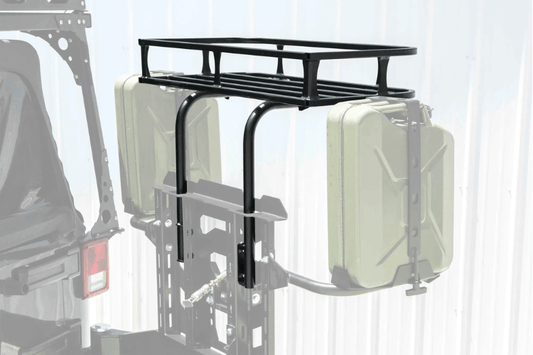 Trail rack in black textured finish by Lod Offroad for added cargo
