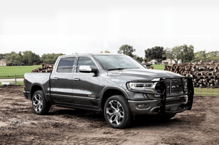 Heavy-duty ranch hand front bumper guard GGD19HBL1C with camera and sensor cutouts