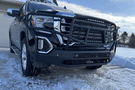 Ranch Hand MFG19HBM1 Midnight Series Front Bumper with Grille Guard for 2019-2021 GMC Sierra 1500, black powder-coated heavy-duty steel bumper.