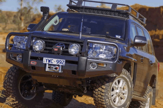 ARB 3415150B Toyota Land Cruiser 2013-2015 Deluxe Front Bumper 200 Series Winch Ready with Grille Guard, Black Powder Coat Finish