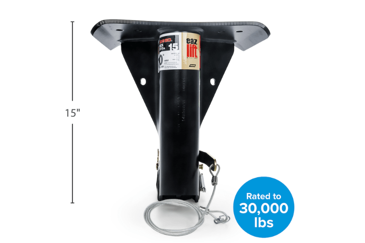 Eaz Lift Gooseneck Adapter 48501 – 15-inch heavy-duty gooseneck hitch adapter for fifth wheel trailers, designed for secure towing