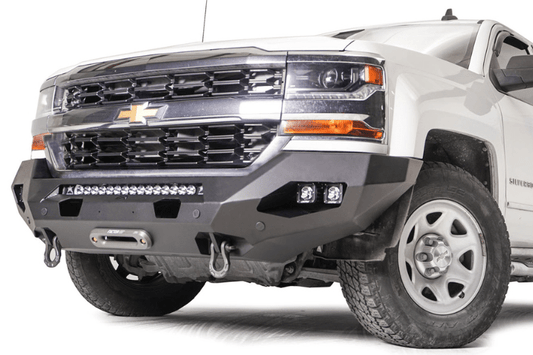 Fab Fours CS16-X4851-1 Matrix front bumper without guard for 2016–2018 Chevy Silverado 1500, winch-ready with rugged off-road styling and durable steel construction