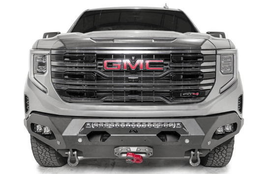 Fab Fours GS23-X5851-1 Matrix front bumper without guard for 2022–2024 GMC Sierra 1500, winch-ready and engineered for sleek, heavy-duty off-road performance
