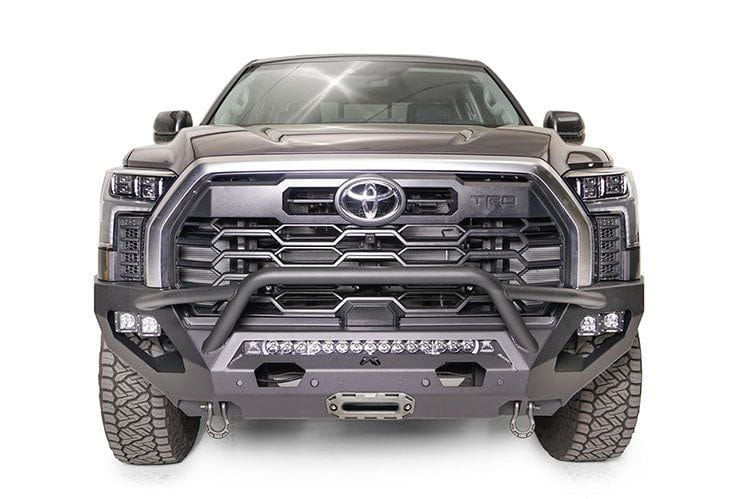 Fab Fours TT22-X5452-1 Matrix front bumper with pre-runner guard for 2022–2026 Toyota Tundra, winch-ready and built for aggressive off-road performance
