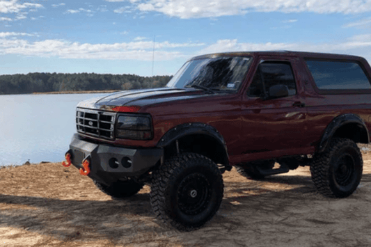 Iron Bull Front Bumper #1 for 1992–1996 Ford Bronco, showcasing a rugged and durable Ford Bronco front bumper replacement designed for strength and off-road protection