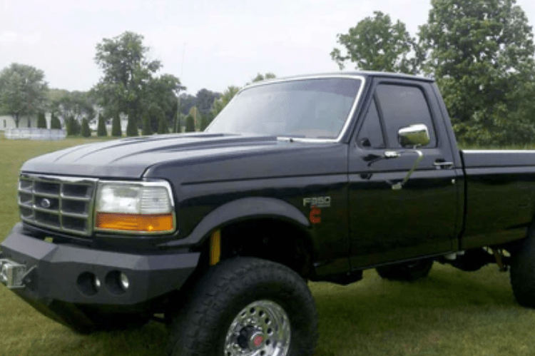 Iron Bull Front Bumper #1 for 1992–1997 Ford F250/F350 Super Duty, featuring a heavy-duty and custom Ford bumper designed for superior protection and rugged off-road performance