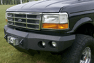 Iron Bull Front Bumper #1 for 1992–1997 Ford F250/F350 Super Duty, featuring a heavy-duty and custom Ford bumper designed for superior protection and rugged off-road performance