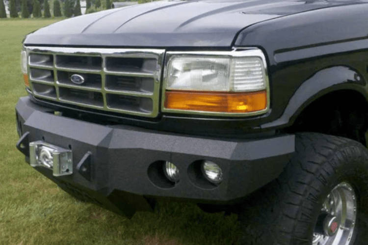 Iron Bull Front Bumper #1 for 1992–1997 Ford F250/F350 Super Duty, featuring a heavy-duty and custom Ford bumper designed for superior protection and rugged off-road performance