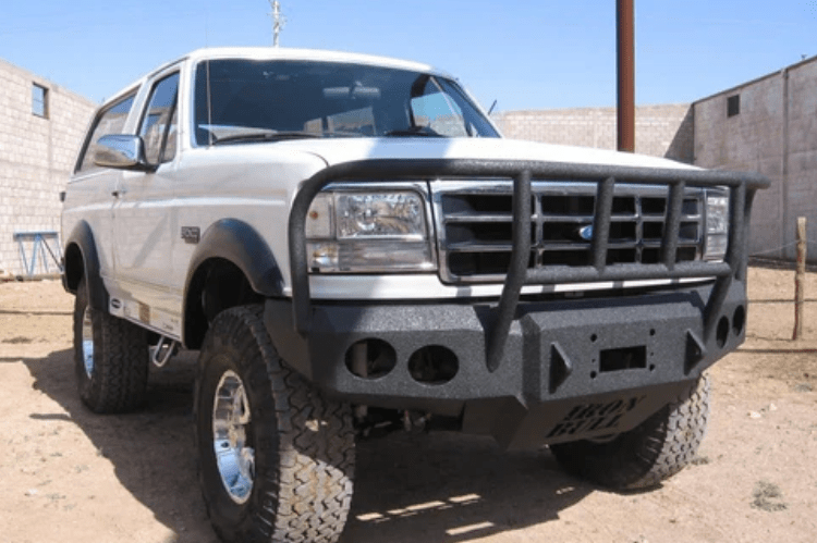 Iron Bull Front Bumper #1 for 1992–1997 Ford F250/F350 Super Duty, featuring a heavy-duty and custom Ford bumper designed for superior protection and rugged off-road performance