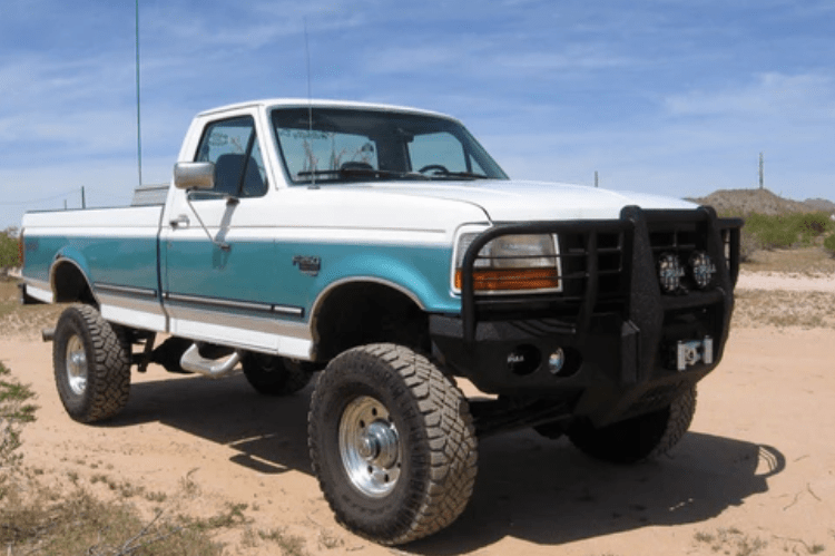 Iron Bull Front Bumper #1 for 1992–1997 Ford F250/F350 Super Duty, featuring a heavy-duty and custom Ford bumper designed for superior protection and rugged off-road performance