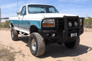 Iron Bull Front Bumper #1 for 1992–1997 Ford F250/F350 Super Duty, featuring a heavy-duty and custom Ford bumper designed for superior protection and rugged off-road performance
