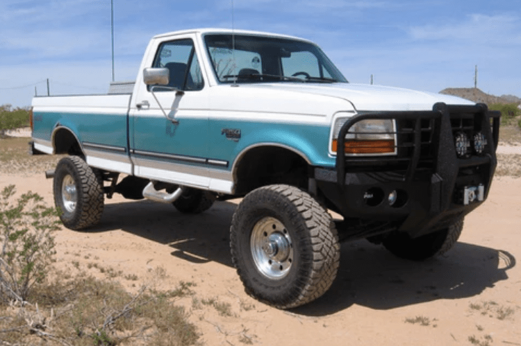 Iron Bull Front Bumper #1 for 1992–1997 Ford F250/F350 Super Duty, featuring a heavy-duty and custom Ford bumper designed for superior protection and rugged off-road performance