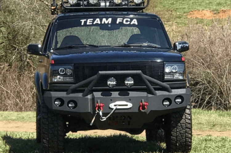 Iron Bull Front Bumper #1 for 1992–1997 Ford F250/F350 Super Duty, featuring a heavy-duty and custom Ford bumper designed for superior protection and rugged off-road performance