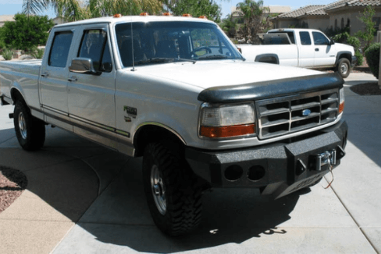 Iron Bull Front Bumper #1 for 1992–1997 Ford F250/F350 Super Duty, featuring a heavy-duty and custom Ford bumper designed for superior protection and rugged off-road performance